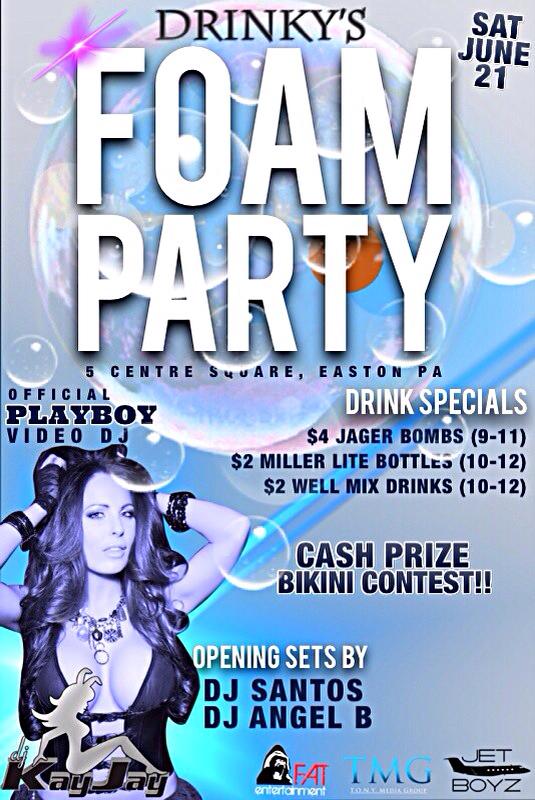 Official Flyer for DRINKYS FOAM PARTY hosted by F.A.T. Entertainment